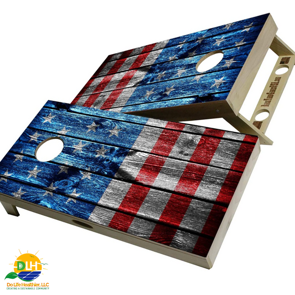 American Flag Series - Premium Cornhole Boards W Cupholders and a Handle - Handmade in USA