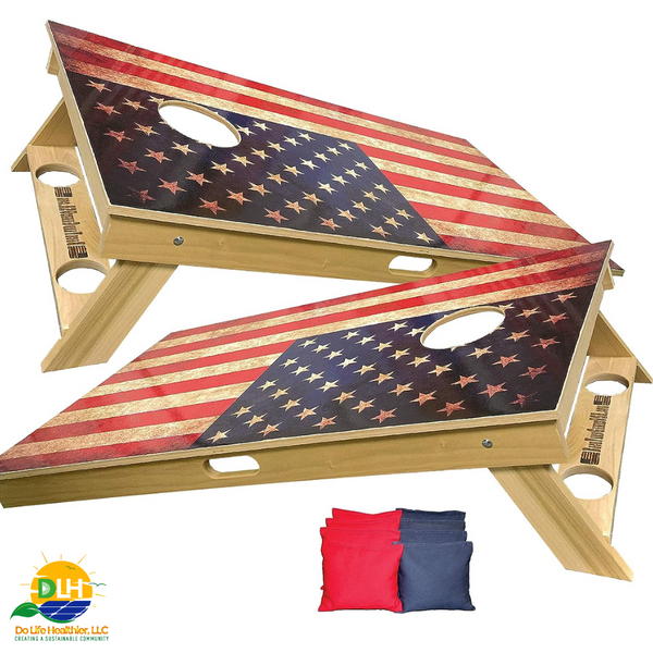 American Flag Series - Premium Cornhole Boards W Cupholders and a Handle